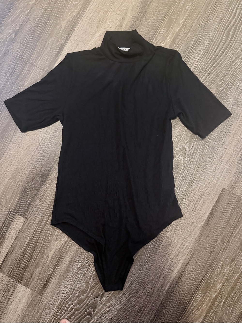 Steve Madden Black Short Sleeve Turtleneck Bodysuit